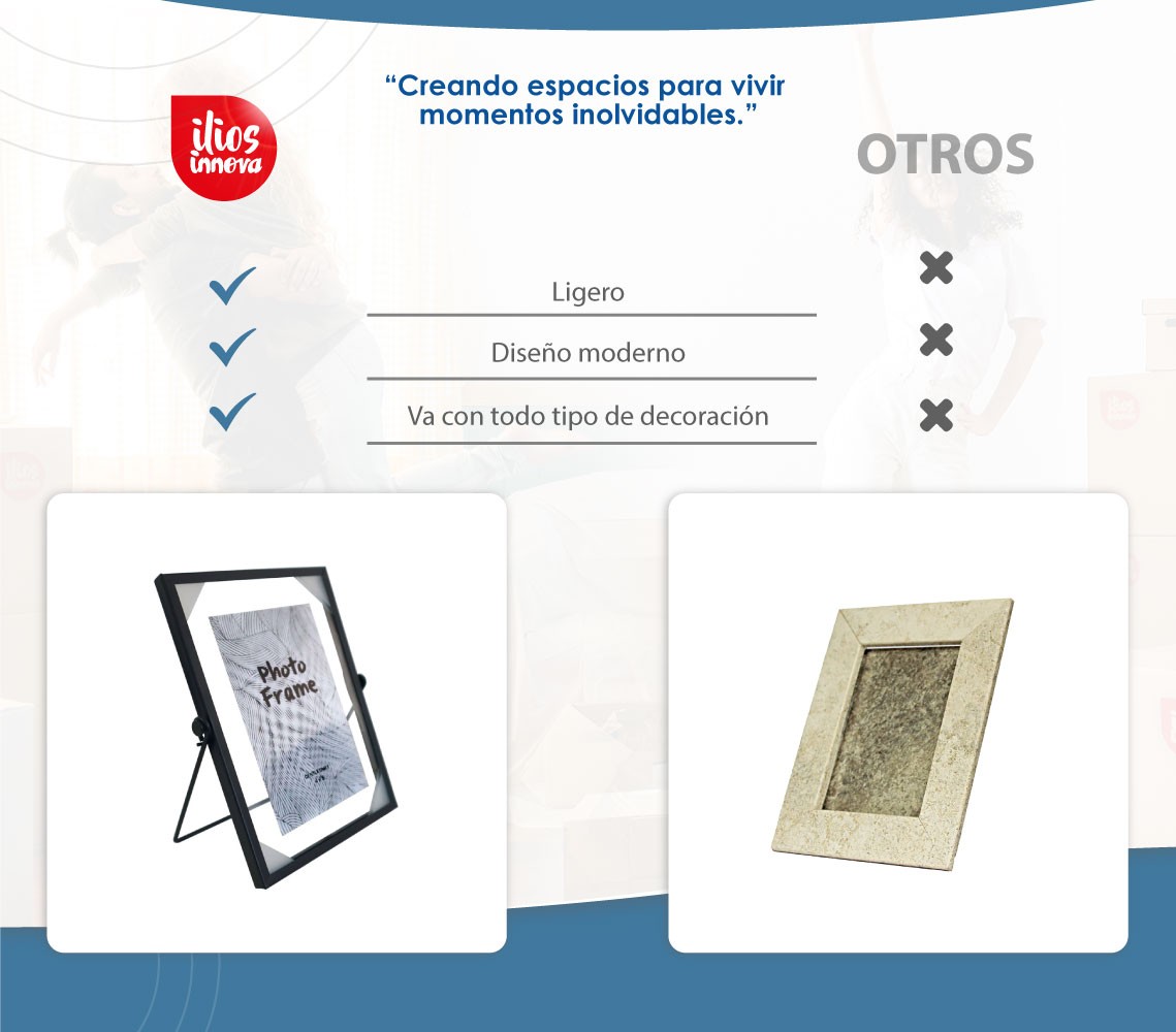 Ilios Innova | Kit De 3 Portarretratos Ilios Innova Met&aacute;lico Color Negro. image number null