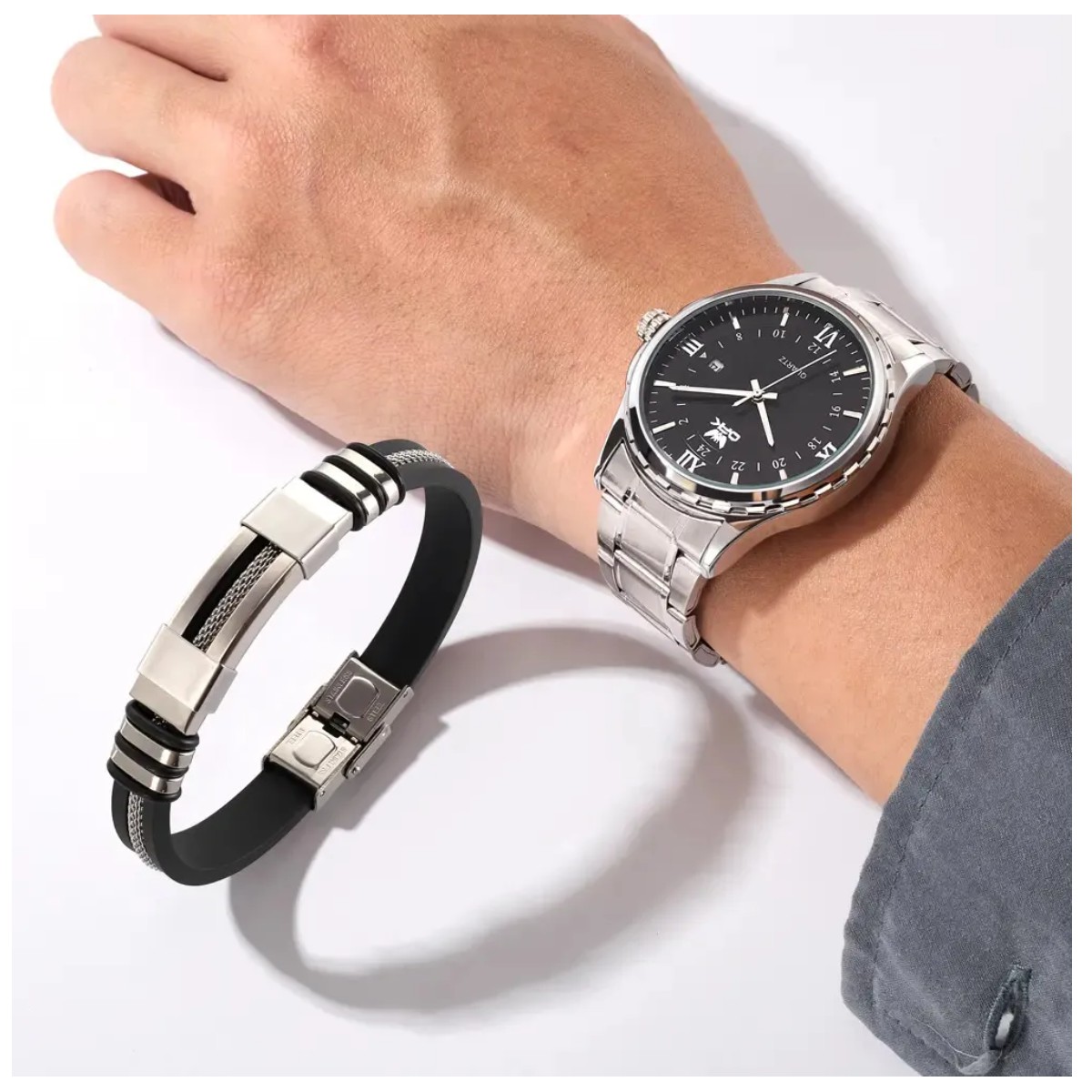 Reloj y Pulsera para Hombre Negro image number null