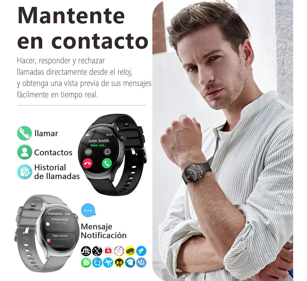 Reloj Inteligente Hombre Mujer Smartwatch Llamadas Watch4 image number null