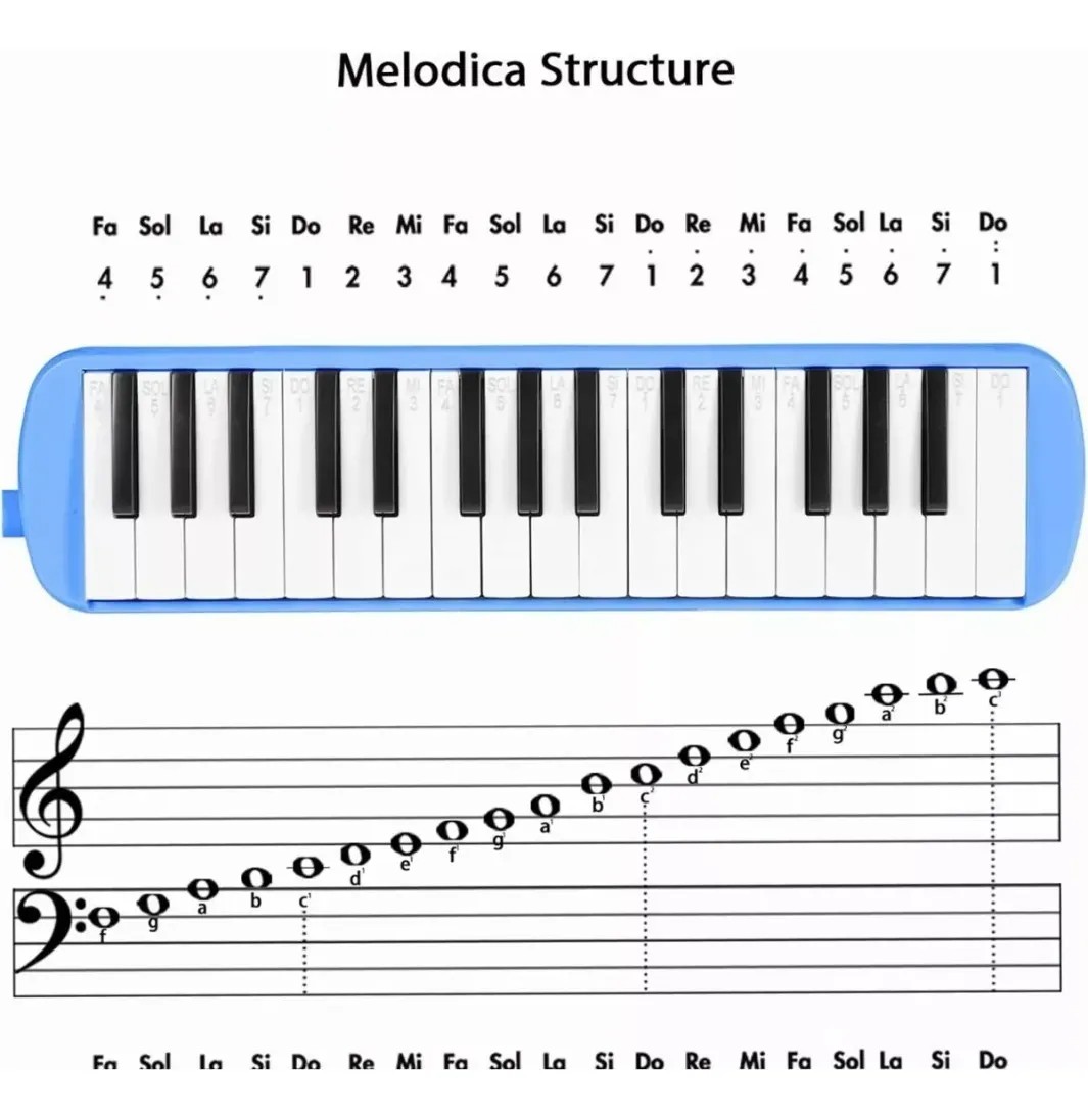 Melodica Portatil 32 Teclas Teclado Piano para Ni&ntilde;os Peque&ntilde;os con Boquilla y Estuche Color Azul image number null