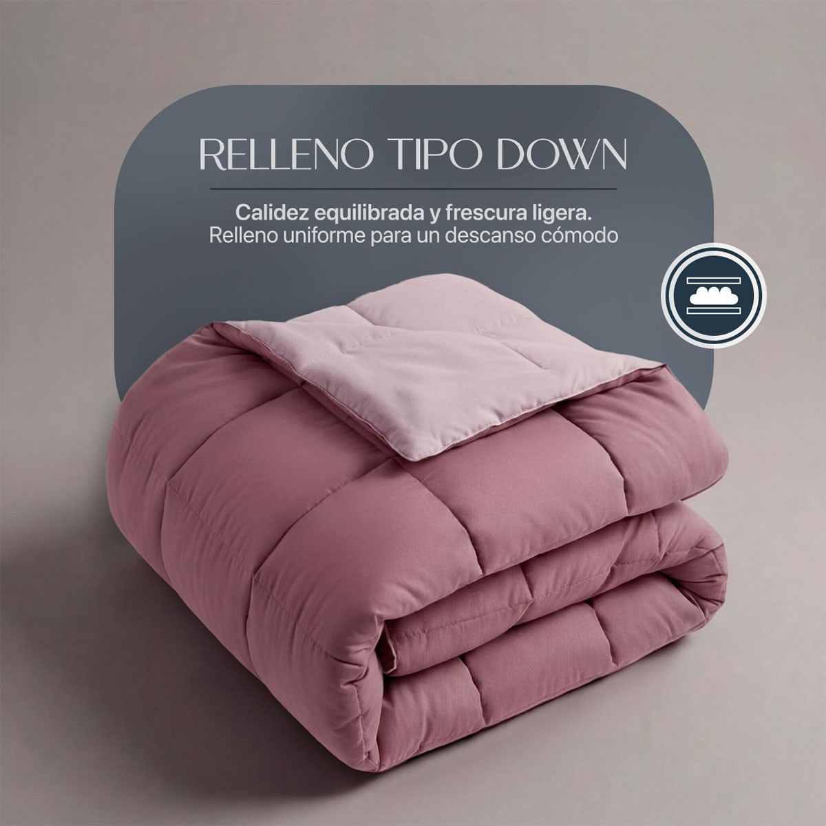 Edred&oacute;n Acolchado Duvet Queen Size Hipoalerg&eacute;nico Vino Rosado/Rosa ESQUIMAL. image number null