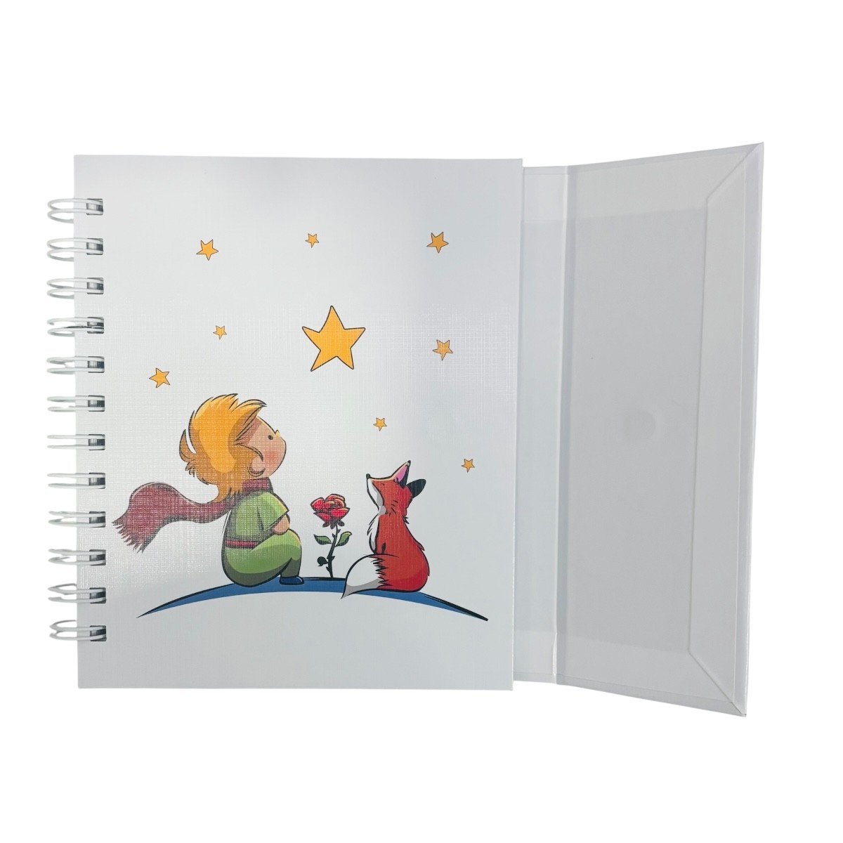 Libreta estilo franc&eacute;s de tapa dura laminado liso con espiral met&aacute;lico El principito image number null