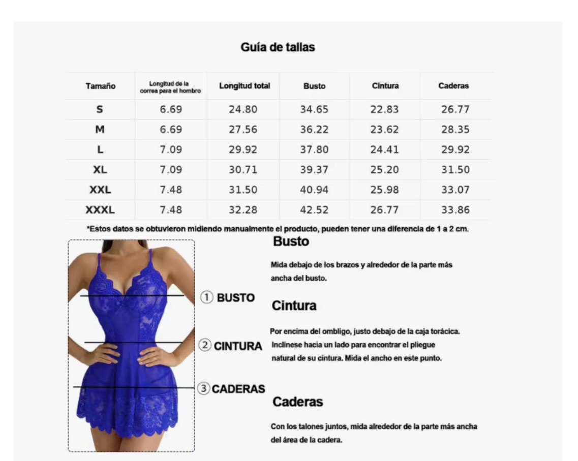 Lencer&iacute;a Para Mujer babydolls Vestido Camison Ropa Sexy En V talla:AZUL L image number null