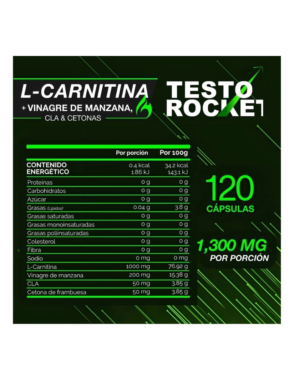 Testo Quemador Grasa Tonifica Musculo Con L Carnitina 120 Cp - Sin Sabor image number null