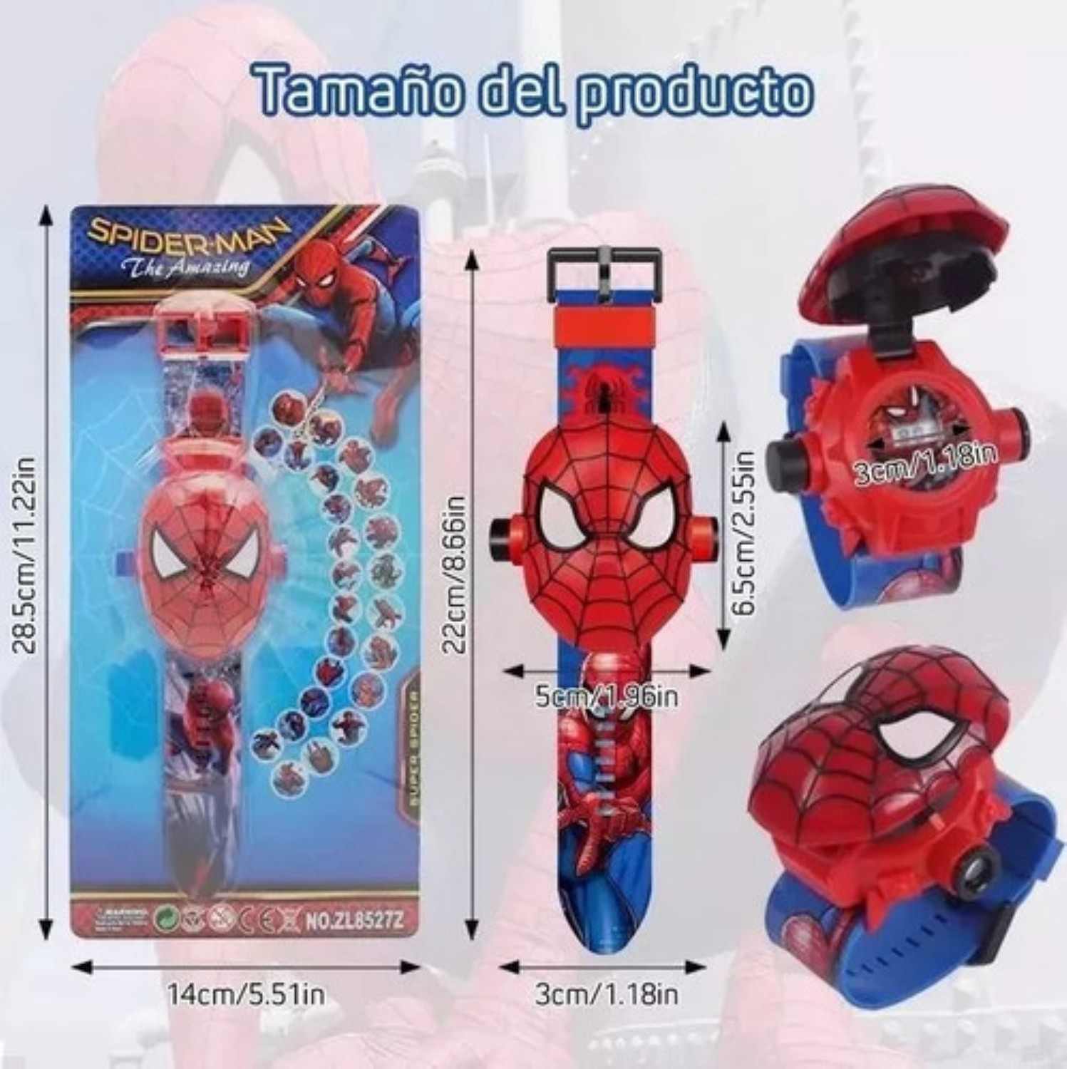 Reloj Proyector Ni&ntilde;os Dibujos Animados 24 Im&aacute;genes Spiderman image number null