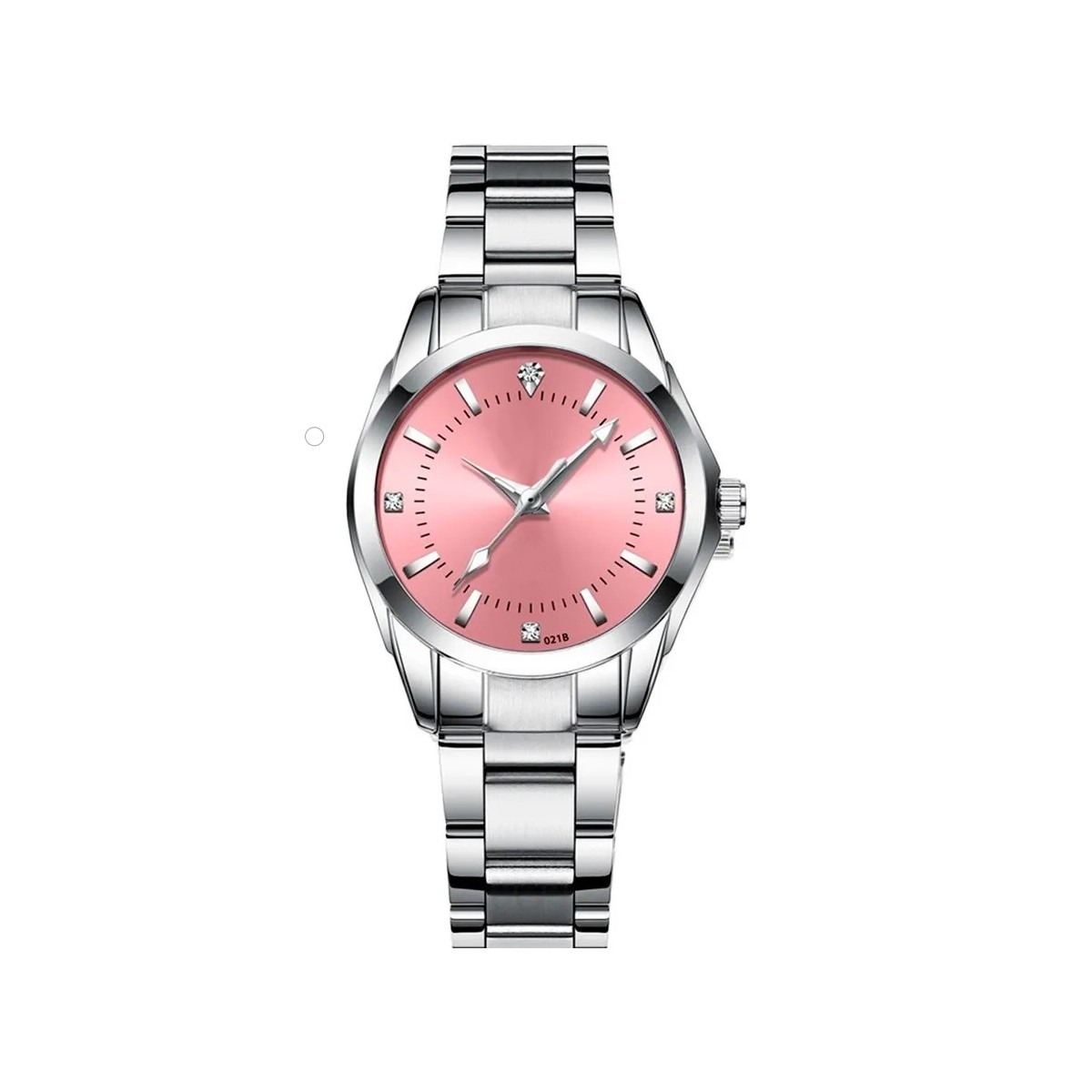Reloj Mujer Acero Inoxidable Elegante Metal Contra Agua (Blanco Rosa Aleacion) image number null