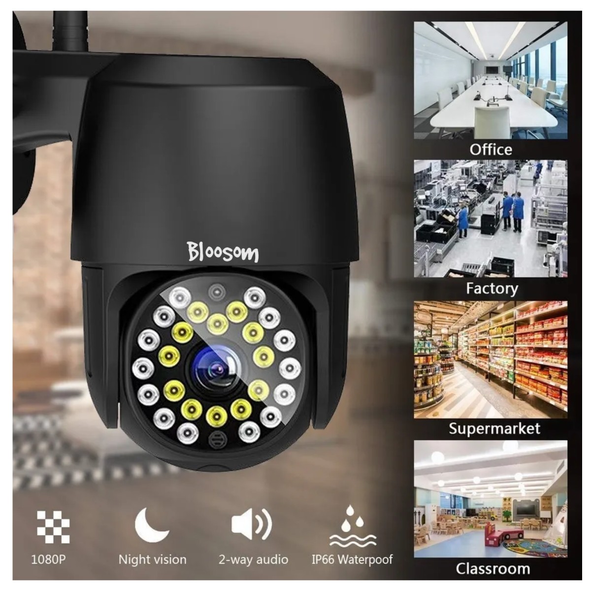 C&aacute;mara De Seguridad Wifi Exterior 1080p Con Led Iluminaci&oacute;n, Negro image number null