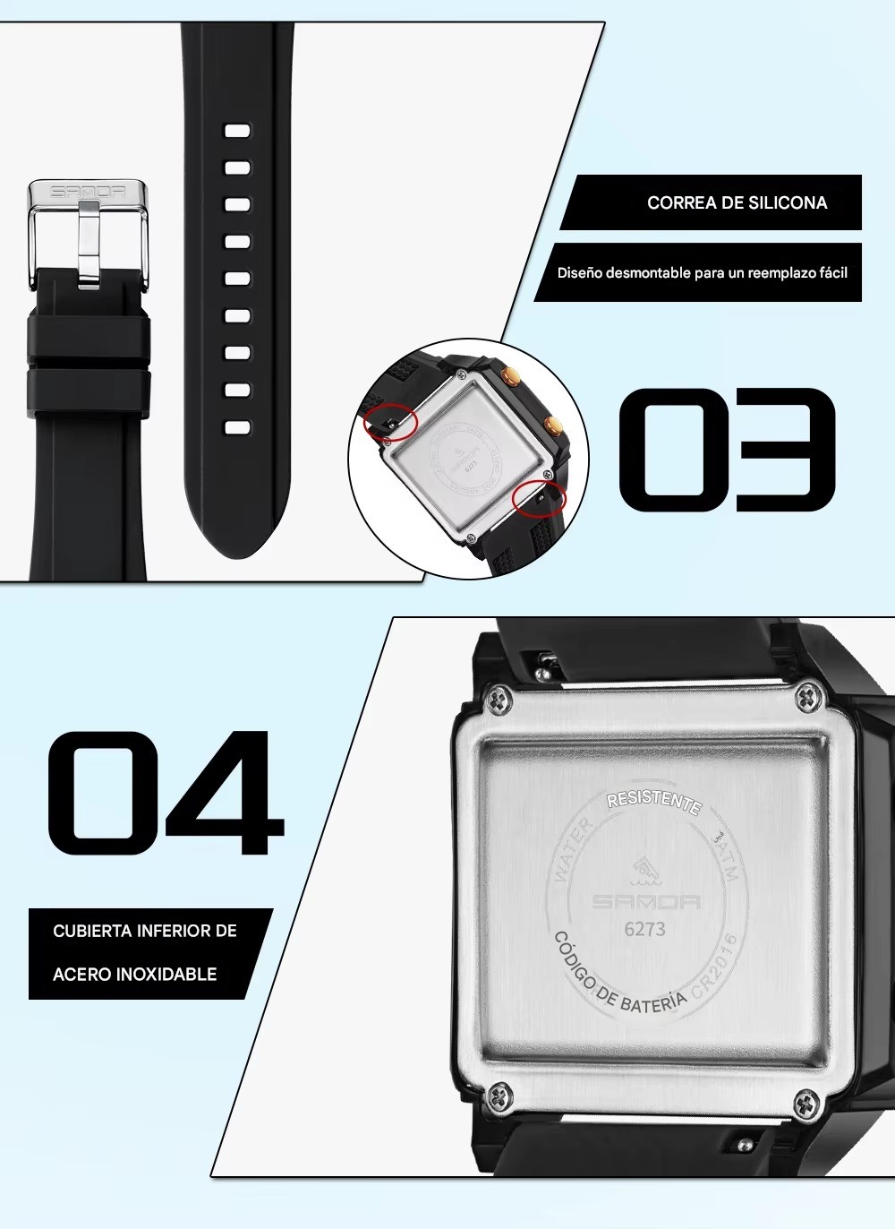 Relojes electr&oacute;nicos azul 01 calendario luminoso impermeable deportes al aire libre pulsera Digital image number null