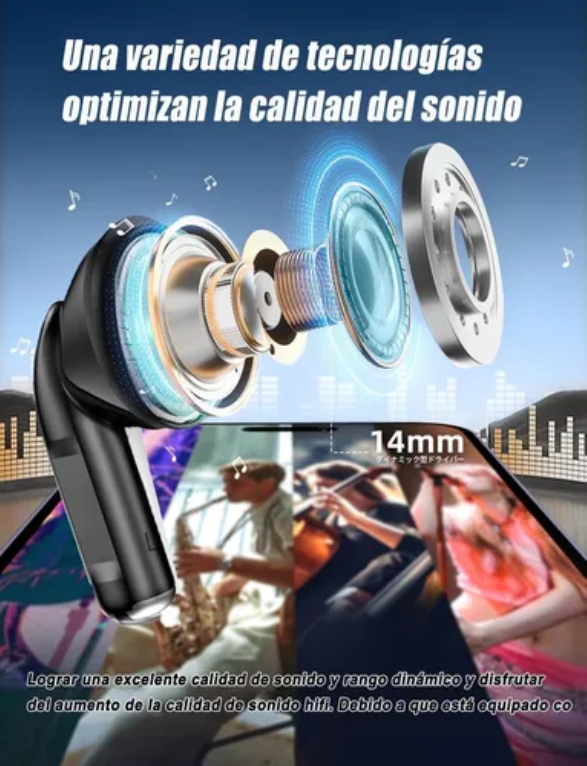 Aud&iacute;fonos Inal&aacute;mbricos Anc Con Pantalla Inteligente negros image number null