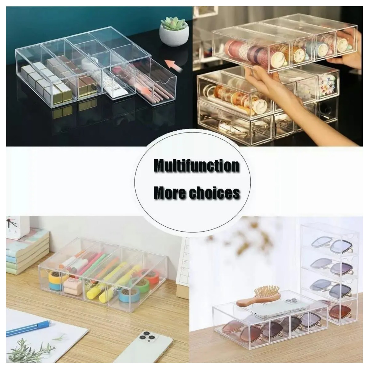 Organizador De Maquillaje Y Lentes De Sol Caja De Almacenar Transparente image number null