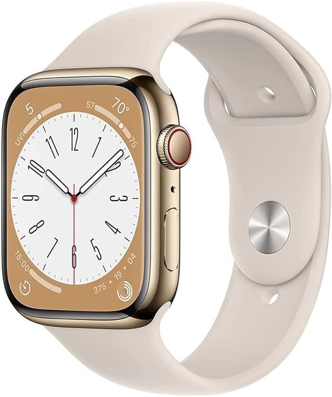 Apple Watch Series 8 Acero inoxidable Dorado 41 MM (GPS+WiFi)Correa Blanco Reacondicionado Garantizado image number null