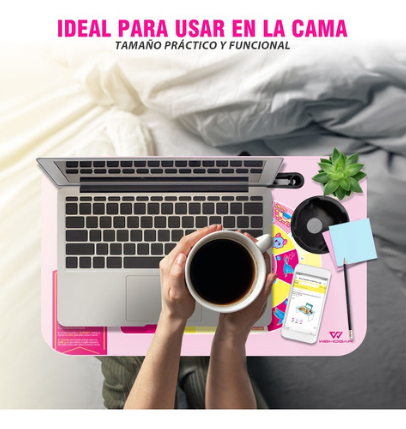 Mesa Plegable Portafolio De Madera Soporte Laptop Port&aacute;til negro/rosa image number null