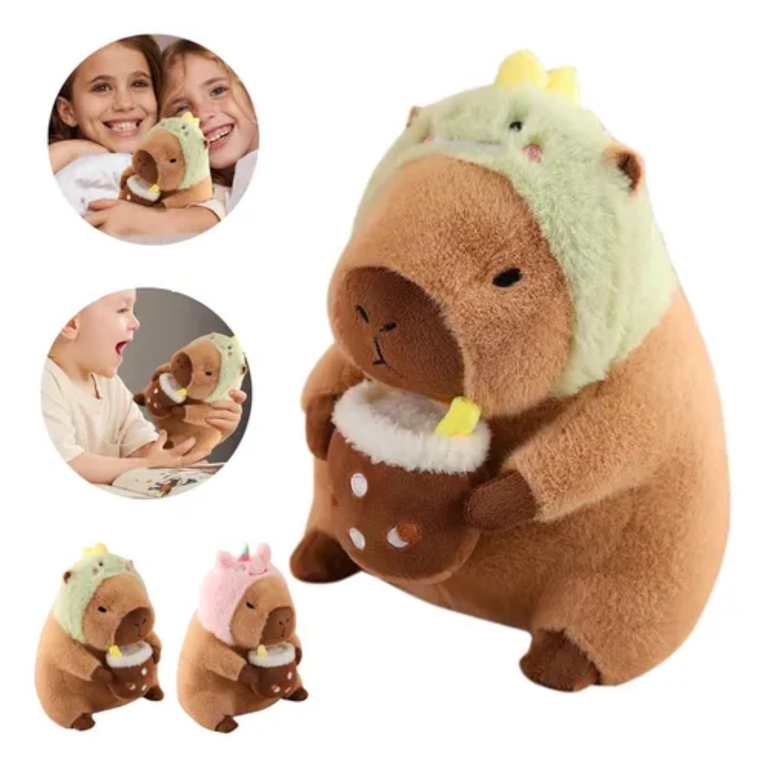 Peluche De Capibara Dinosaurio Cafe Verde image number null