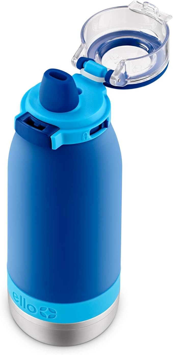 Ello Emma - Botella de Agua de Acero Inoxidable con Aislamiento al vac&iacute;o para ni&ntilde;os con popote Antimicrobiano. image number null