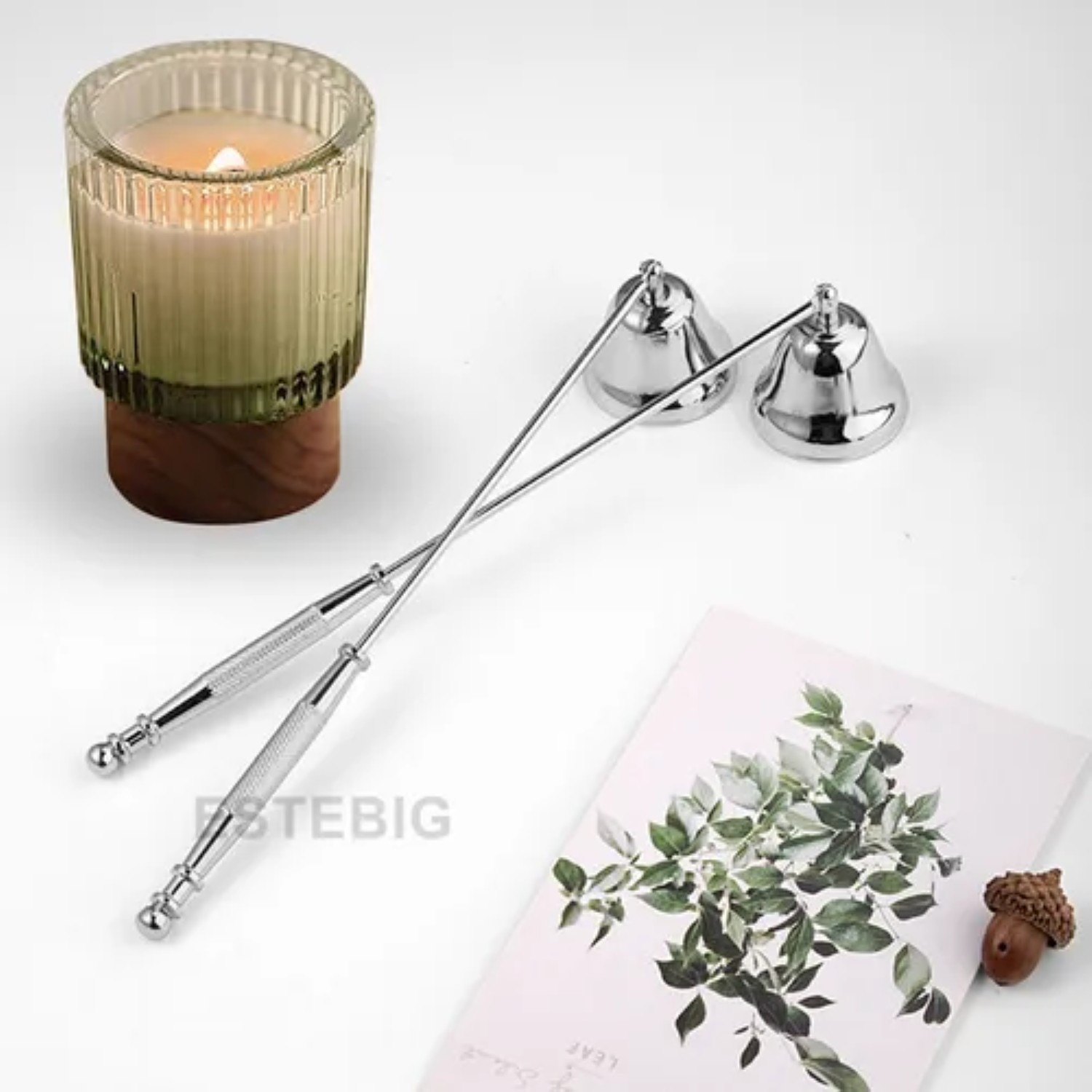 2 Pzs Apagador Velas Portavelas Campana Acero Inoxidable plateada image number null