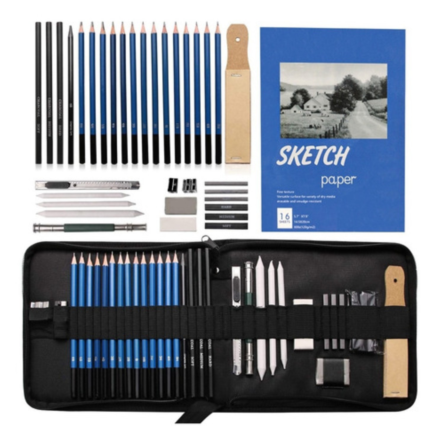 Kit 35 Piezas Profesional De Dibujo Con L&aacute;pices Hb image number null