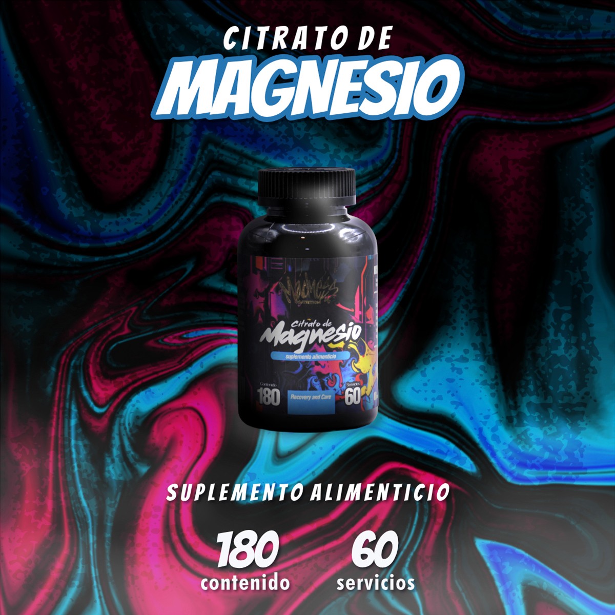 Citrato De Magnesio Madness 300g En Polvo Sabor Fresa Fit image number null