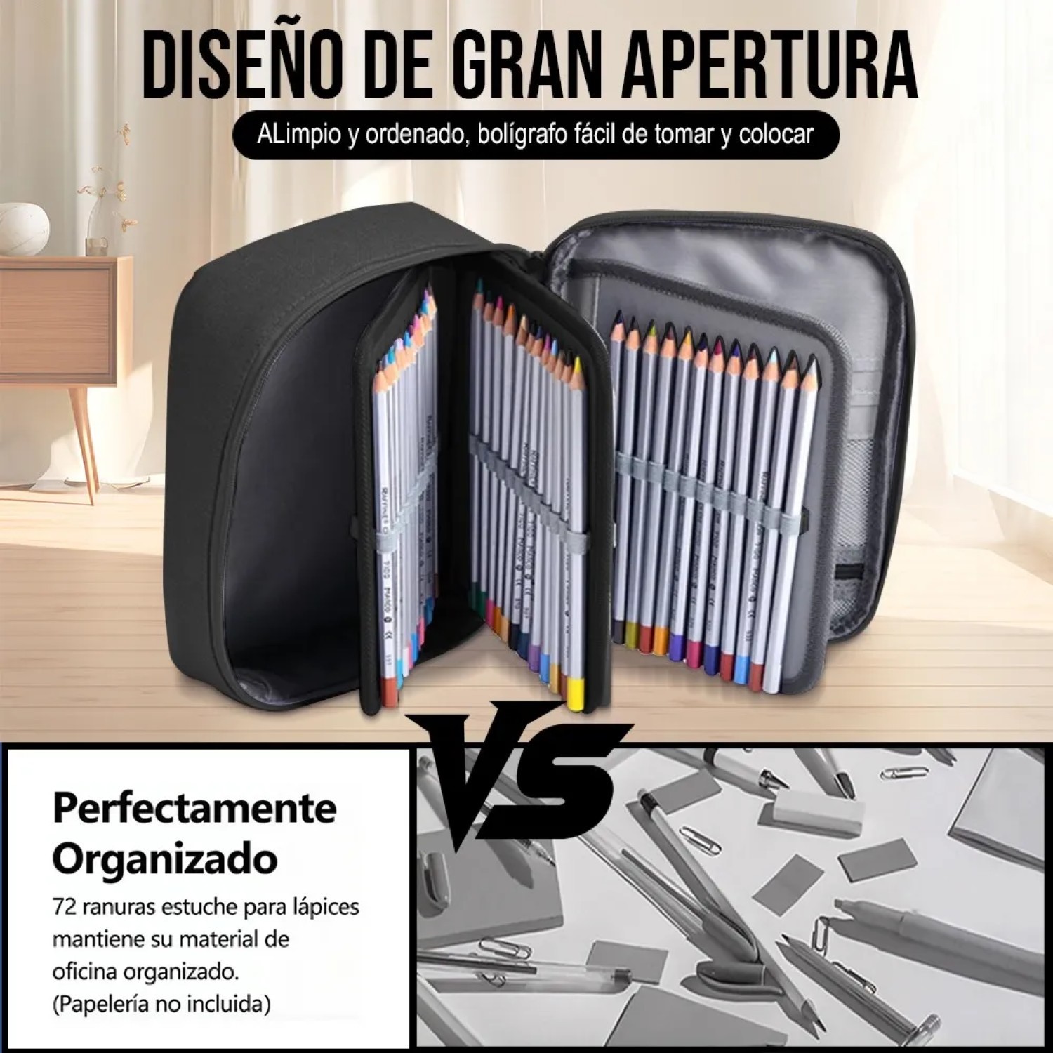 Estuche Para Lapices 24 Ranuras Lapiceras Organizadoras negro image number null