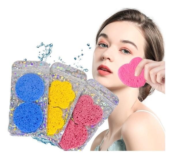 Esponja Exfoliante De Celulosa Natural Limpieza Facial 24 Pz image number null