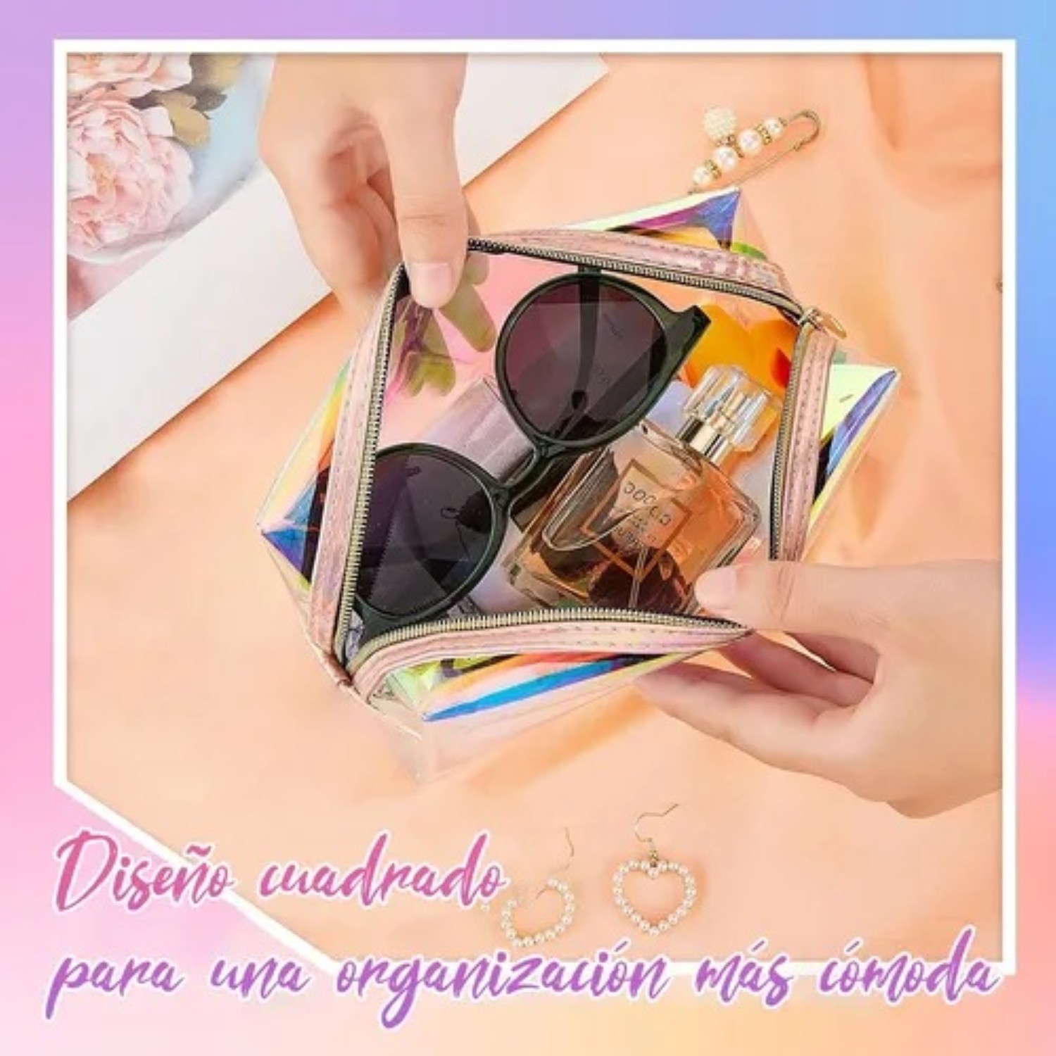 Neceser Cosmetiquera Bolsa 3pcs Kit De Viaje Port&aacute;til Mujer Tornasol image number null