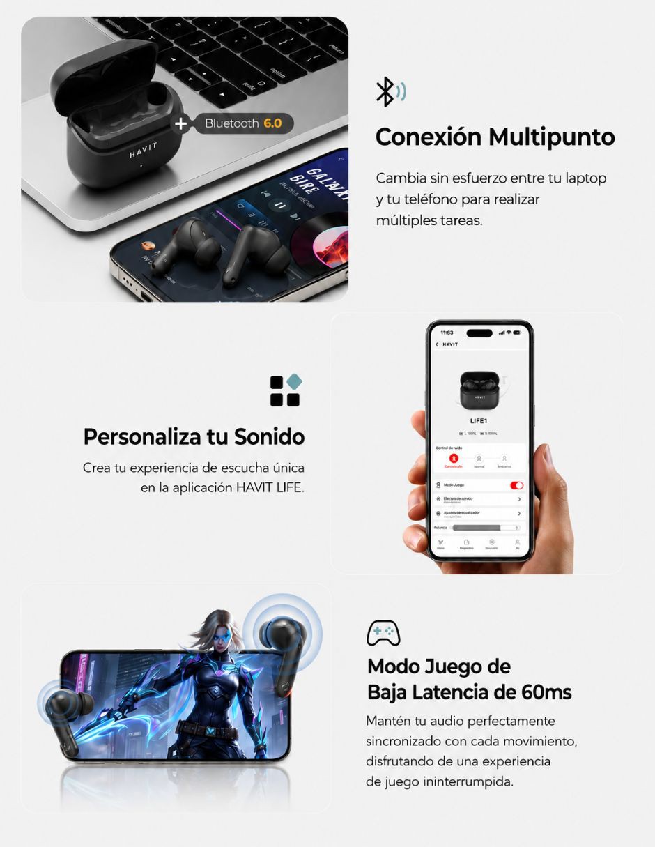 Audifonos Bluetooth Havit TW982 Pro Inalambricos Anc image number null