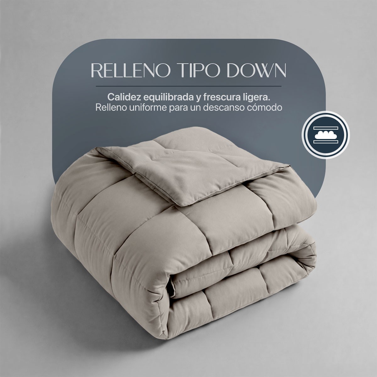 Edred&oacute;n Acolchado Duvet King Size Hipoalerg&eacute;nico Taupe ESQUIMAL. image number null