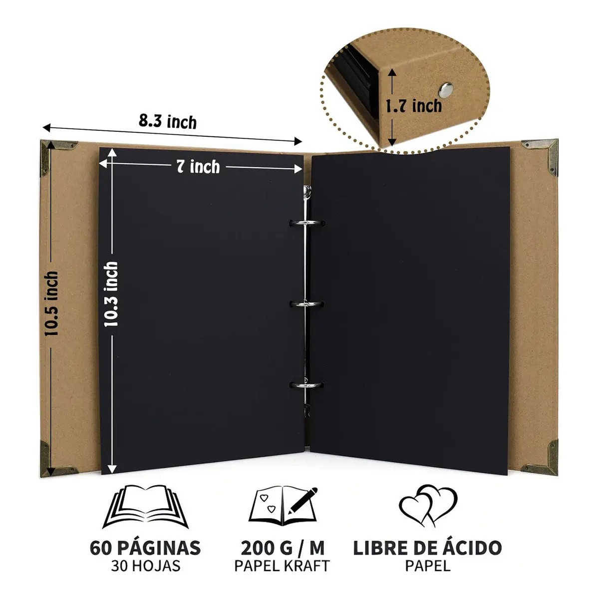 &Aacute;lbum de Fotos con Scrapbook para Escribir y Pintar Color Caqui image number null