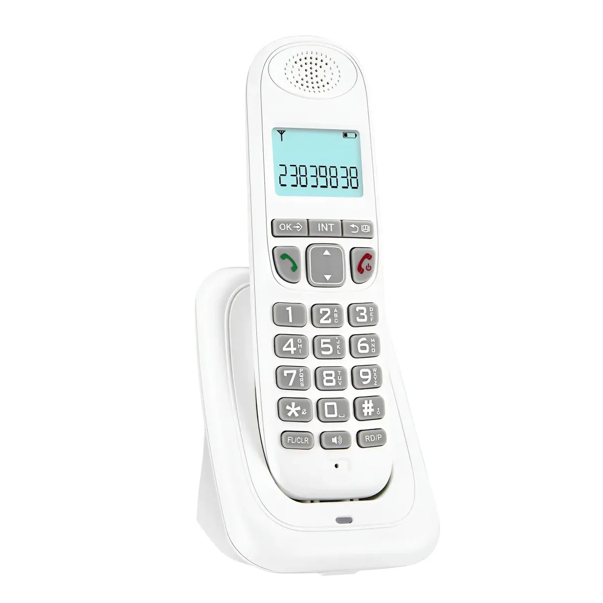 Tel&eacute;fono Inal&aacute;mbrico Fijo Moderno Con Lcd Blanco image number null