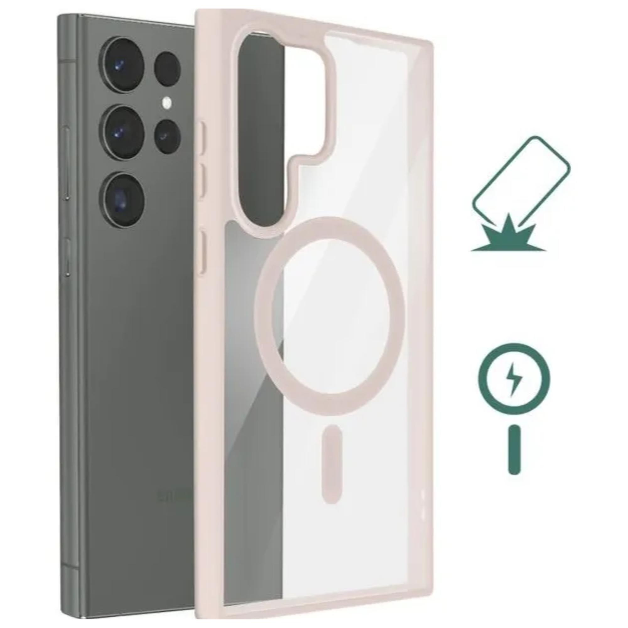 Funda Clear Case Color Rosa Para Samsung Galaxy Ultra Compatible Con MagSafe Protecci&oacute;n Elegante Y Funcional De Calidad image number null