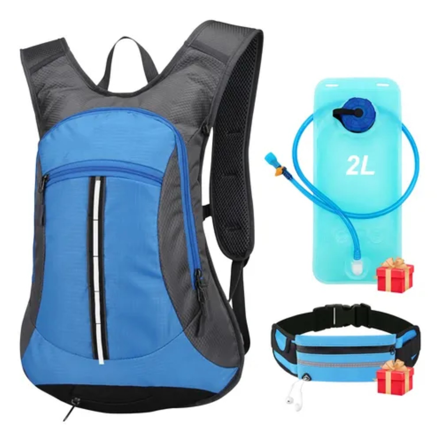 3pz Mochila Hidratante Bolsa Agua 2l Bicicleta Azul Rey image number null