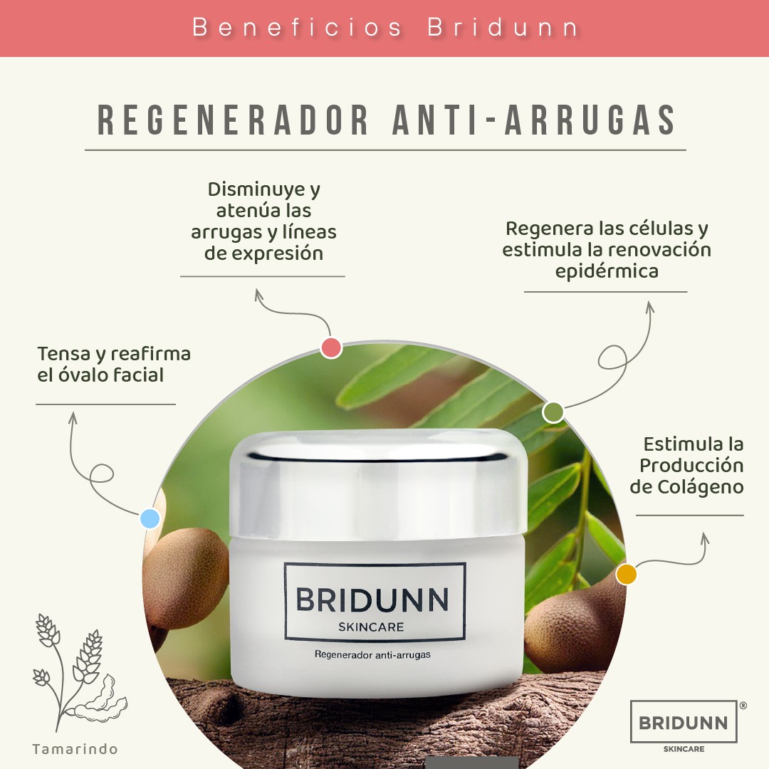 Crema Facial Antiarrugas Regeneradora BRIDUNN. P&eacute;ptidos, Tamarindo y Coleus Forskohlii. Firmeza, Elasticidad y Reducci&oacute;n image number null