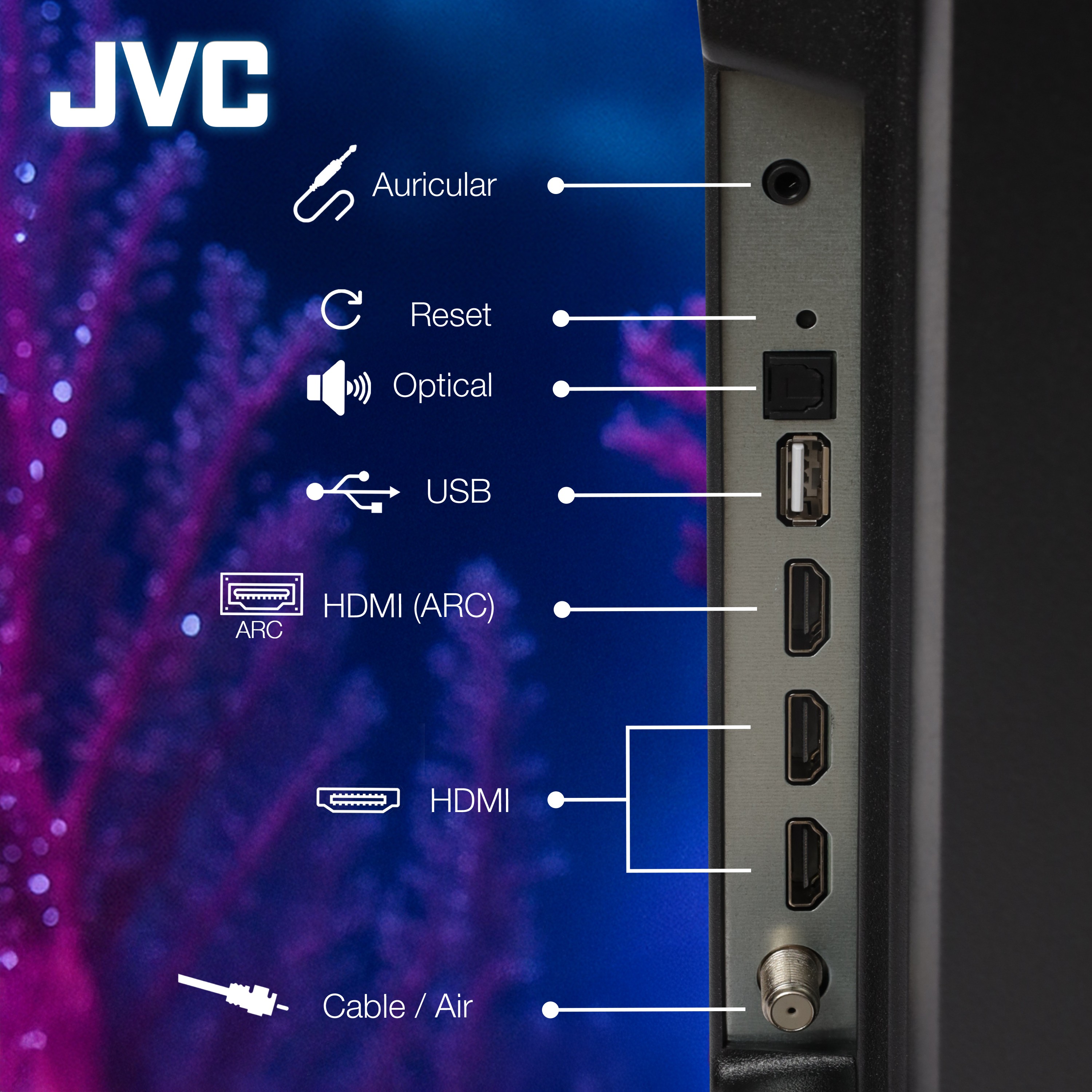 JVC Pantalla Smart TV 32 pulgadas HD LED | Roku TV Dolby Audio Modelo SI32R image number null