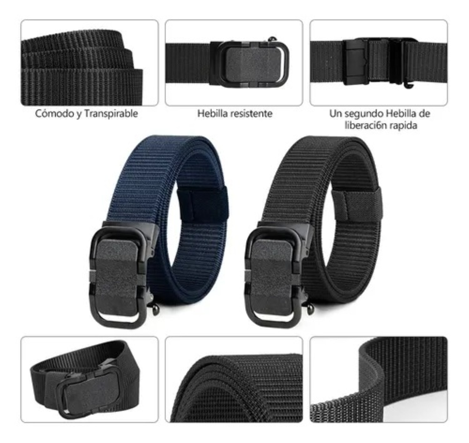 2pzs Cinturones T&aacute;ctico Militar Ajustable Moda Calidad Cinto Negro+Azul image number null
