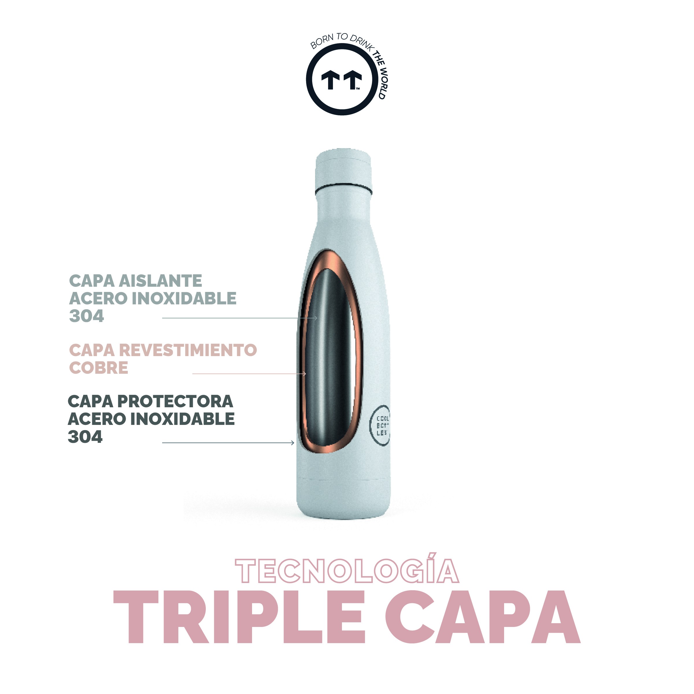 Cool Bottles Botella Termo Metallic Rose 750ml image number null