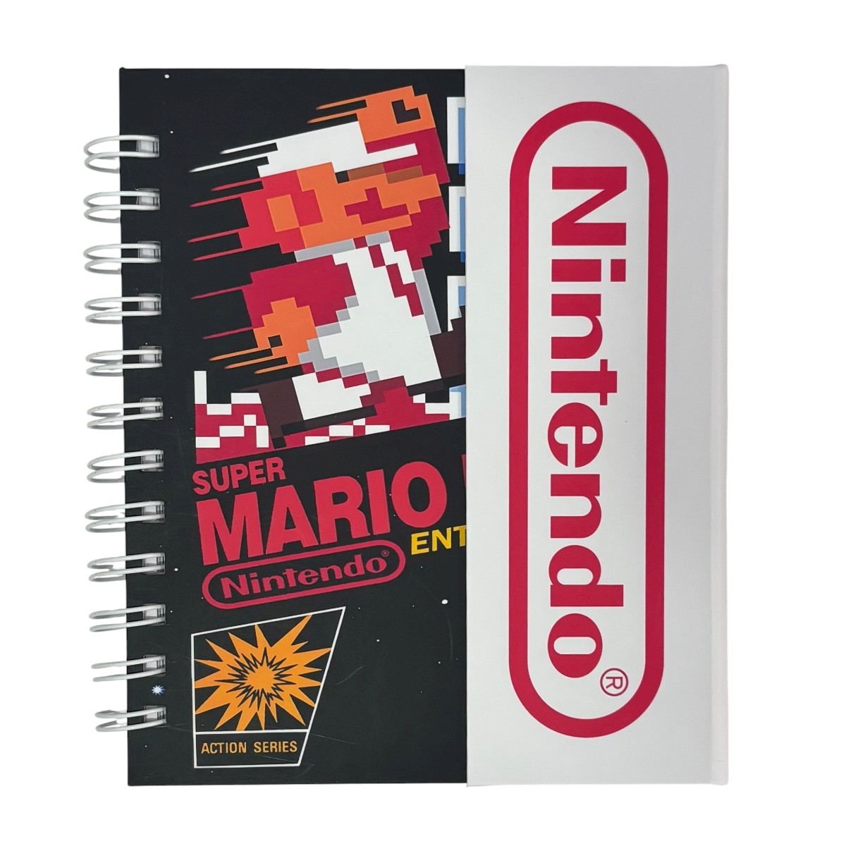 Libreta de tapa dura laminado liso con espiral met&aacute;lico en la lateral con solapa protectora, Nintendo image number null