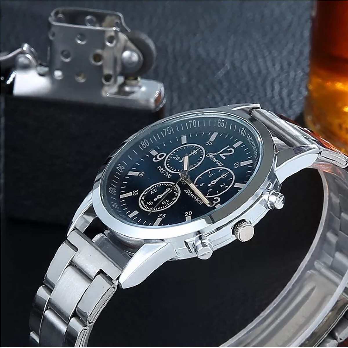 Moda Para Hombre Reloj Nuevo Belug Original Correa Met&aacute;lica Hombre Plata image number null