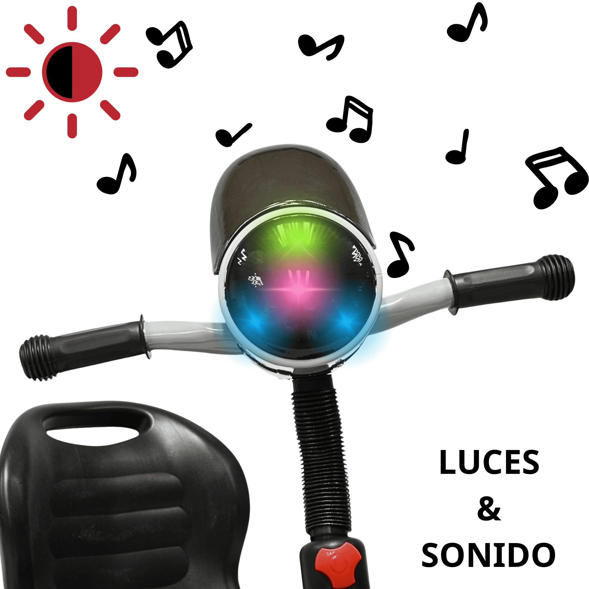 Triciclo para Ni&ntilde;os Torreta con Luz y Sonido Ruedas de Eva Apto a partir de 2 A&ntilde;os Soporta hasta 20 kg - Gris image number null