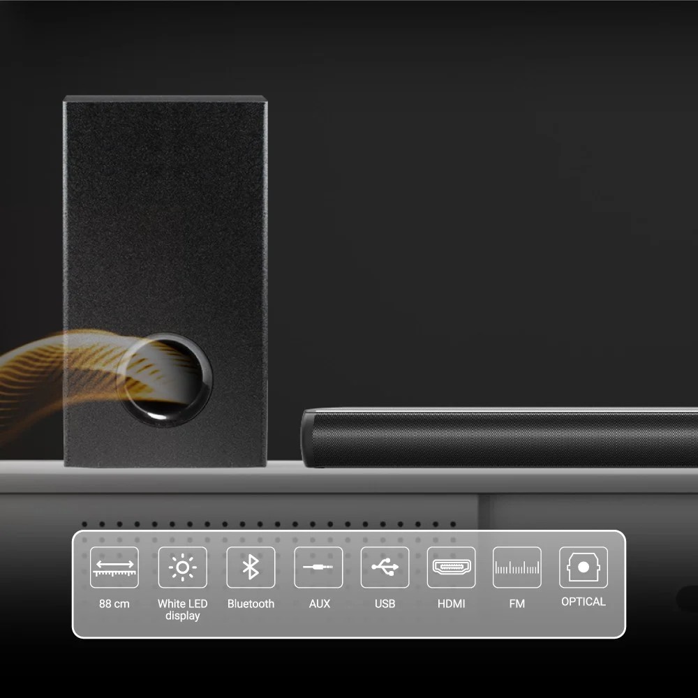 Barra de sonido Hyundai HYSB336W con Subwoofer Inal&aacute;mbrico Negro image number null