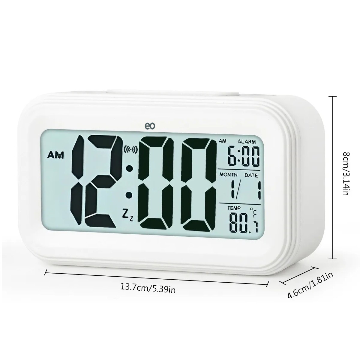 Temporizador Reloj Alarma Despertador Digitales Smart Clock Blanco image number null