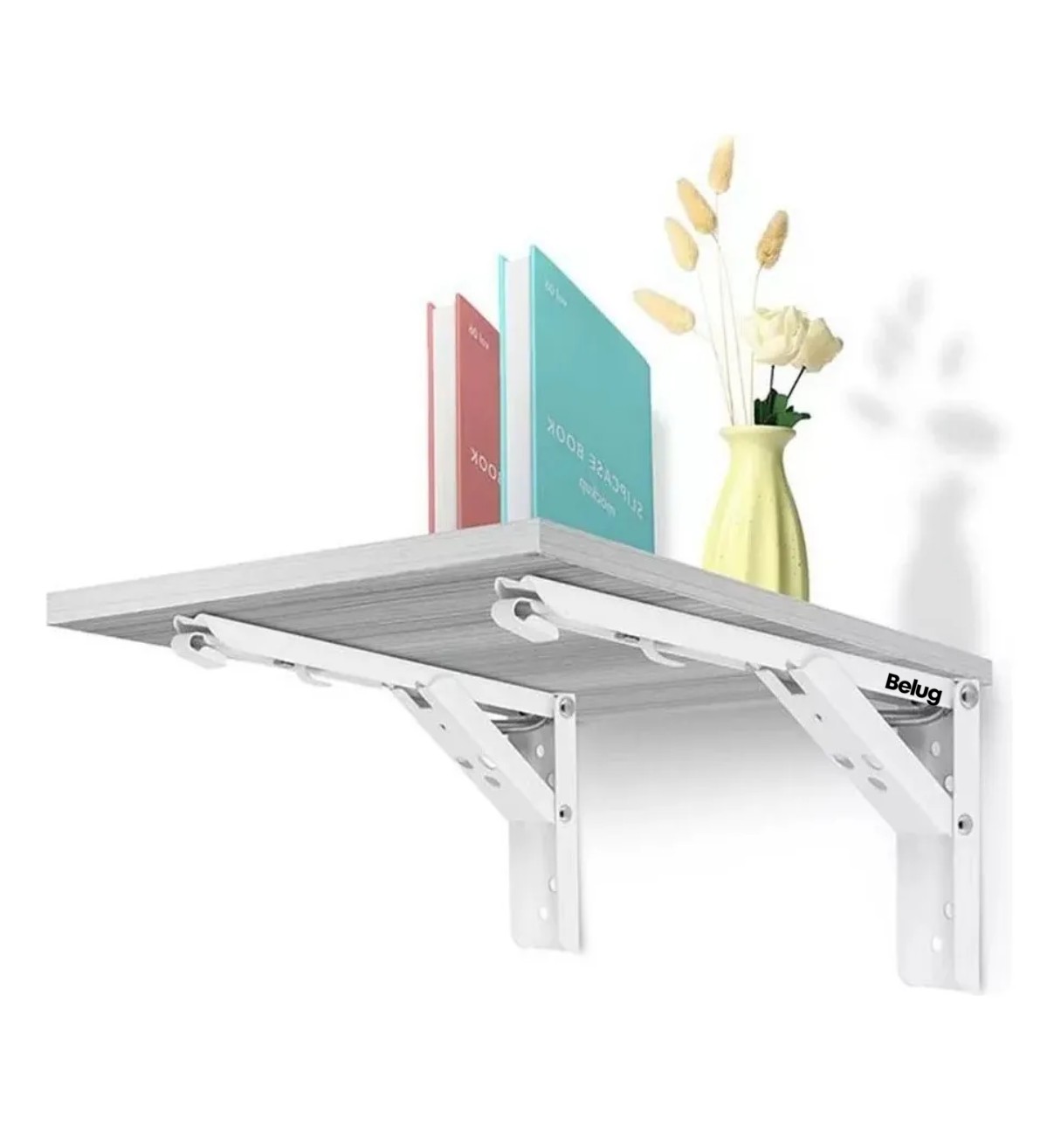 Soporte M&eacute;nsula Brazo P/repisa Belug Abatible Plegable Par Blanco image number null