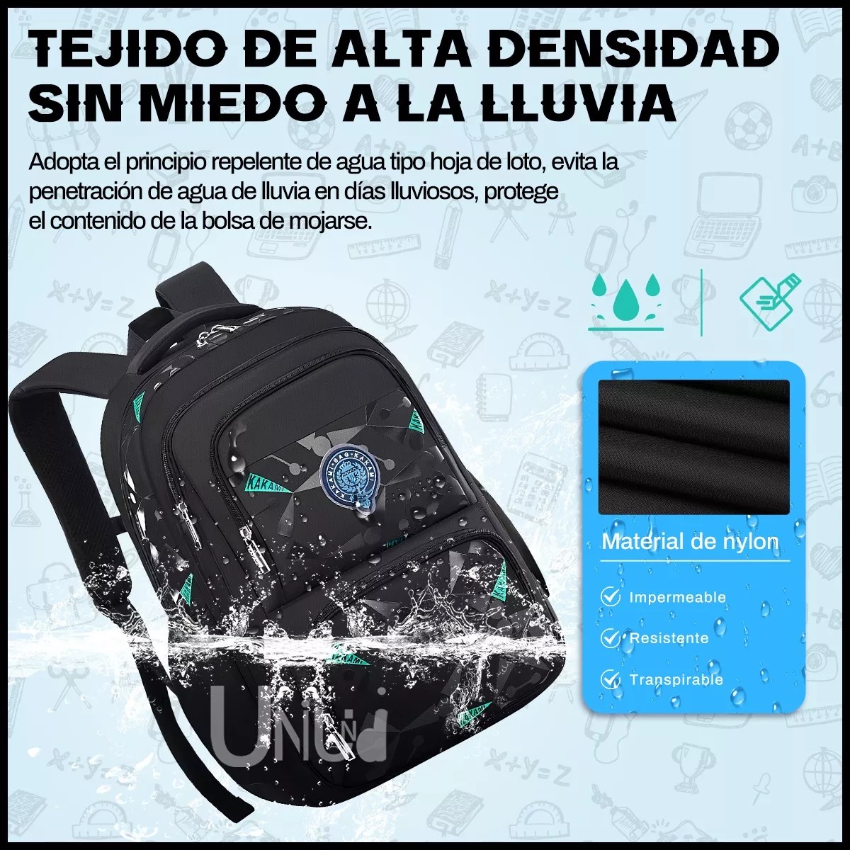 M Mochila escolar viaje Uniuni Escolar Viaje UN-S723 color negro 30L image number null