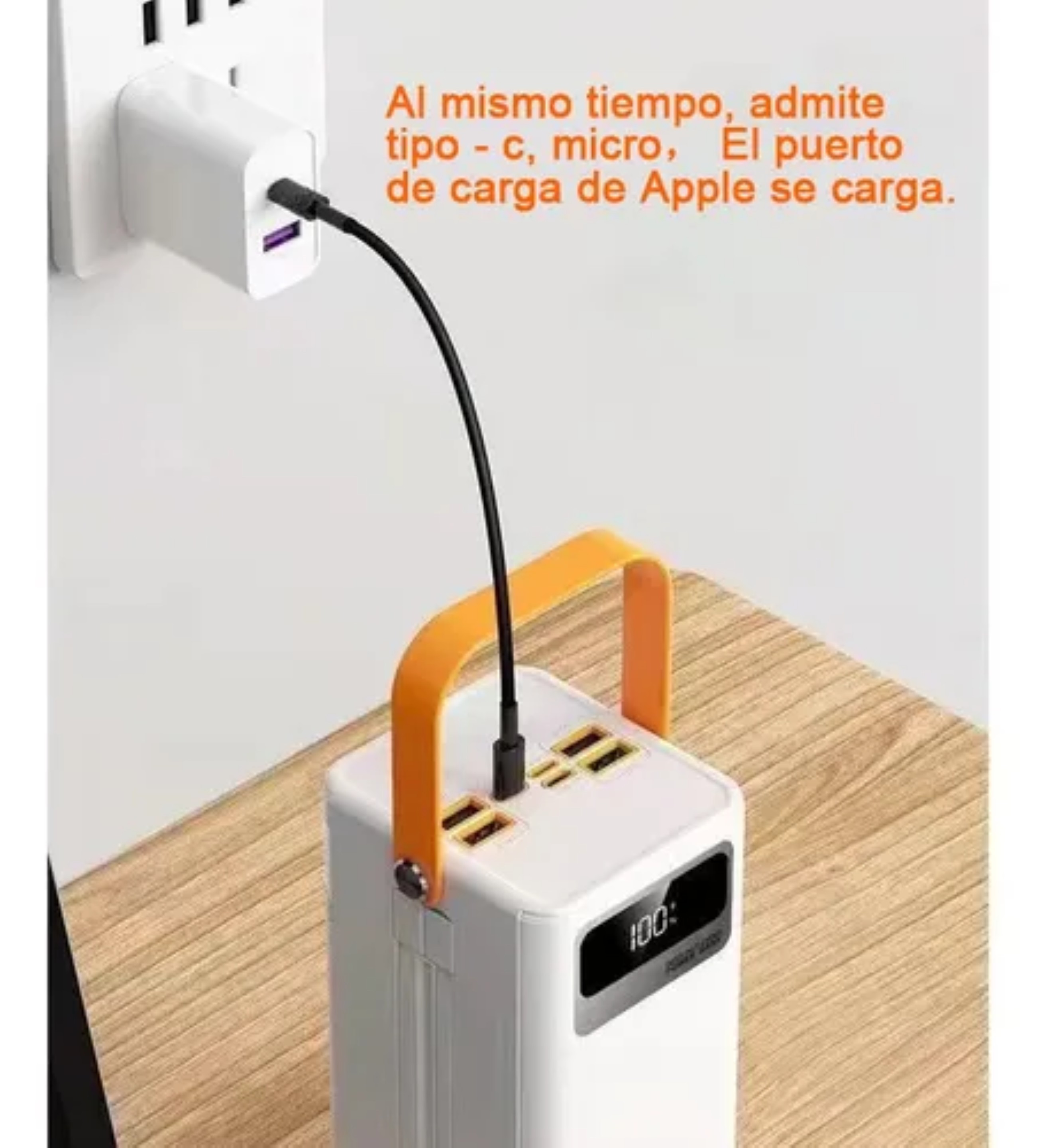 Power Bank Bater&iacute;a Port&aacute;til 60000mah Cargador Ultrar&aacute;pida Blanca Naranja image number null