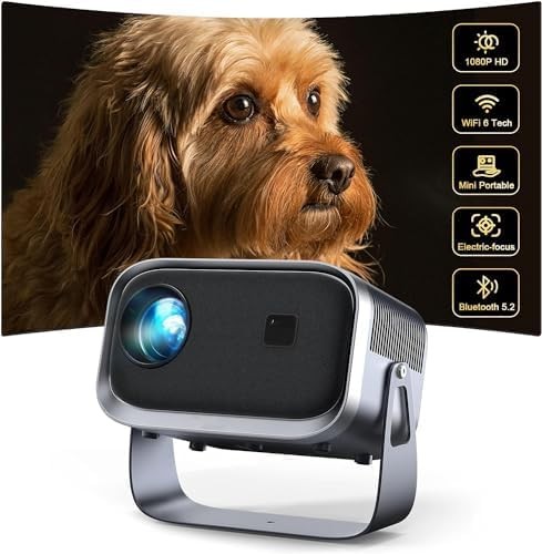 SPOWAY Mini Proyector,Proyector Multifunci&oacute;n Giratorio de 360 &deg; 1080p Full HD 12000l Wifi6 el Proyector Bluetooth image number null
