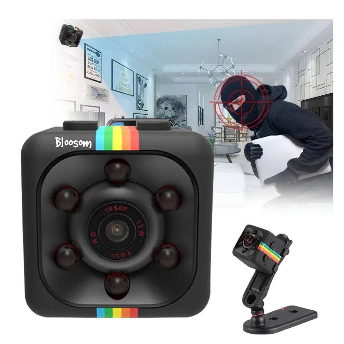 Mini C&aacute;mara Esp&iacute;a Micro Webcams Visi&oacute;nnocturna Con 32gb Tf Negro image number null