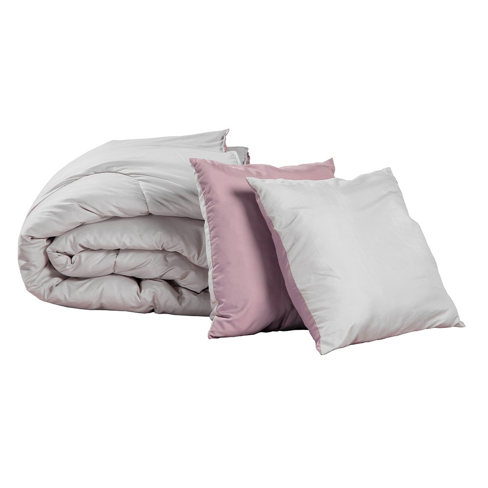 Edred&oacute;n Individual Dicasa Couzy Doble Vista Lila con Gris con Almohada One image number null