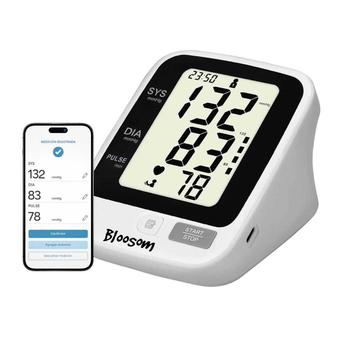 Bau man&oacute;metro Digital Bater&iacute;a USB Monitor Medidor de presi&oacute;n Blanco image number null