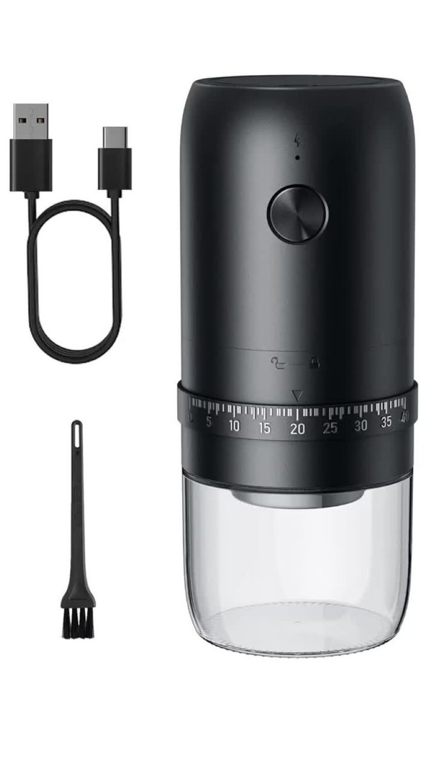 Molino De Caf&eacute; El&eacute;ctrico Recargable 1800mah Grosor Ajustable Negro image number null