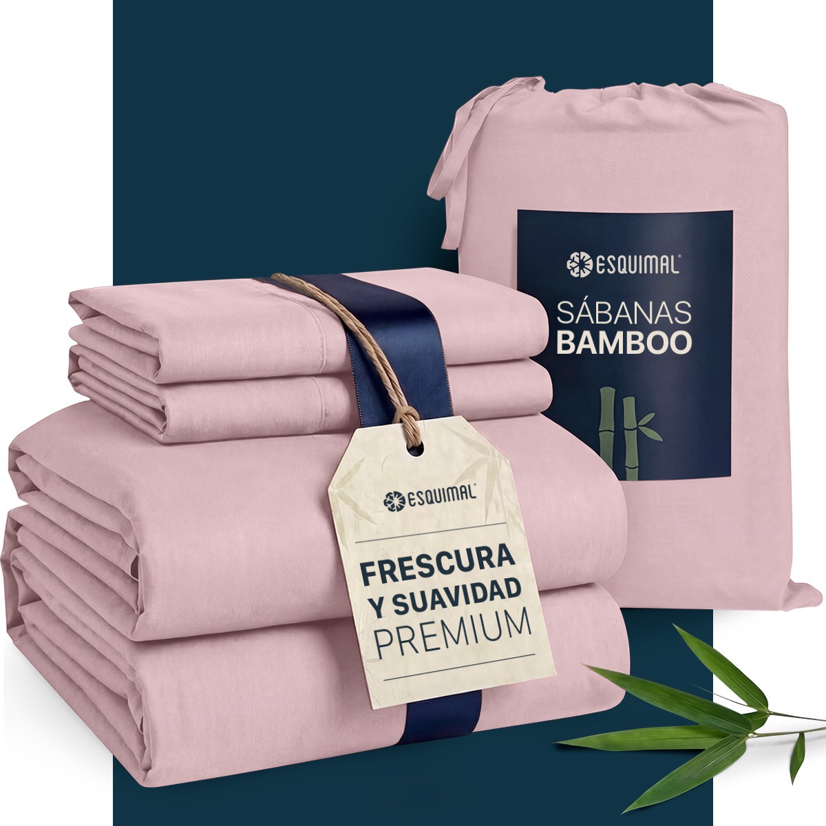 S&aacute;banas Matrimonial De Bamb&uacute; / Bamboo Ultra Suaves Y Frescas Rosa ESQUIMAL. image number null