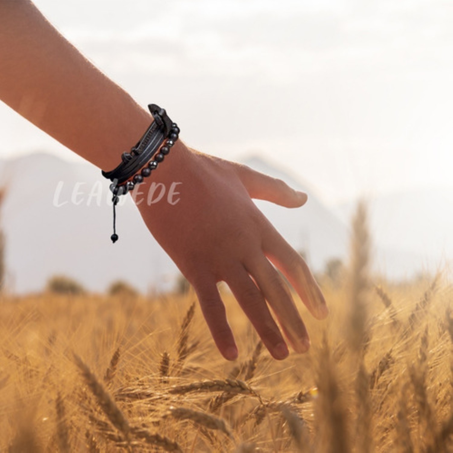 Brazalete De Cuentas Obsidiana Y Pulsera Hombre Hacha 2 Pzs Negra image number null