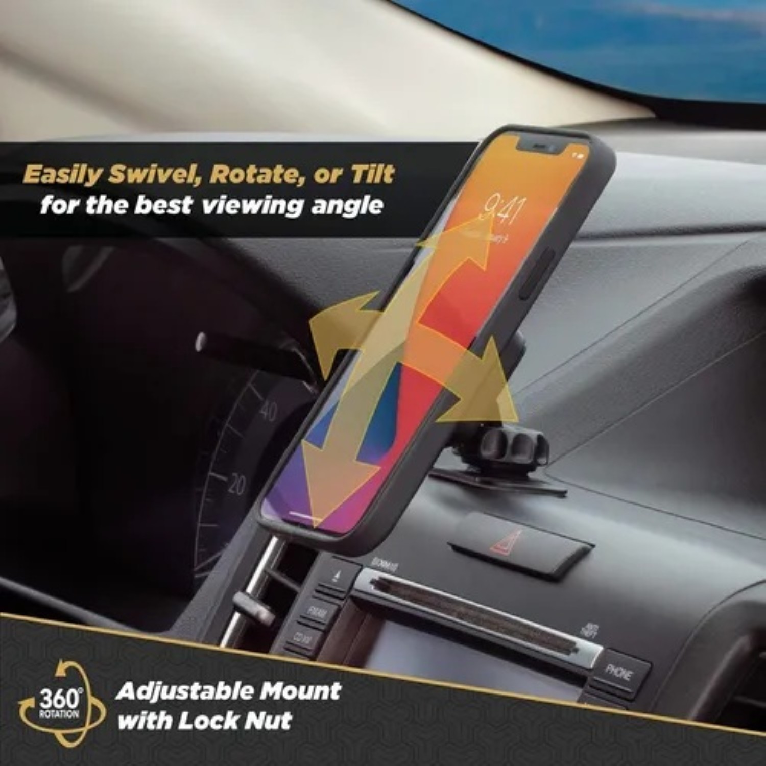 Soporte Magn&eacute;tico Ajustable Para Tel&eacute;fono De Coche 360 Negro image number null